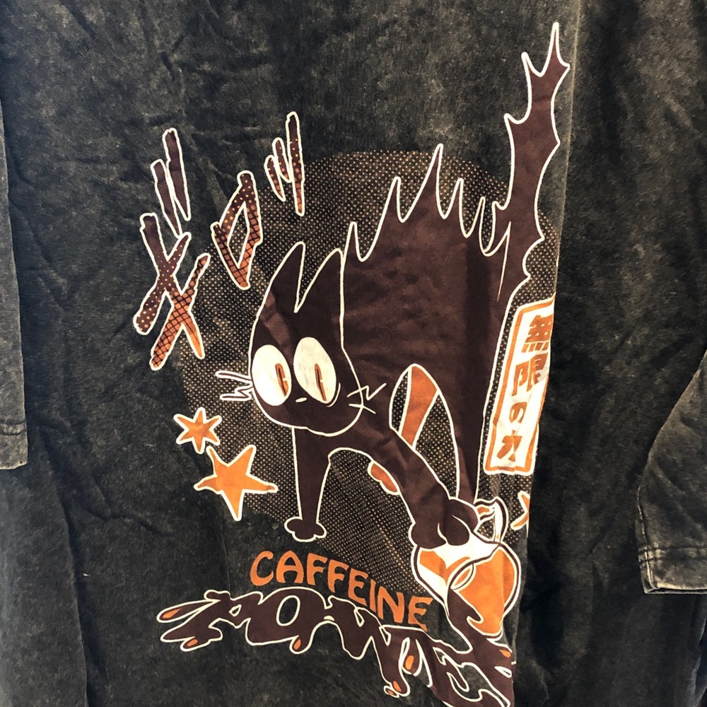 Black Graphic Cat T-Shirt